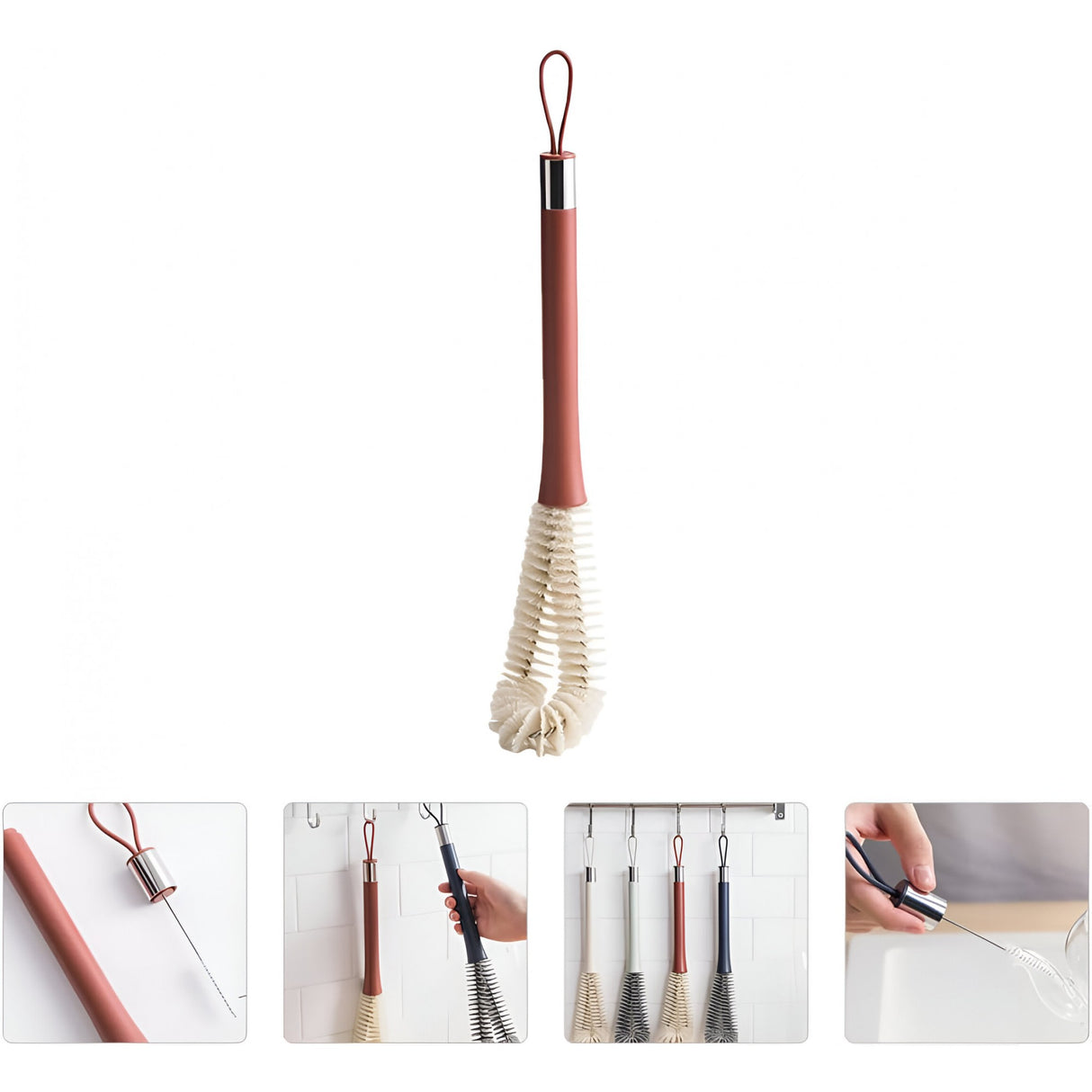 Perie De Curatat Pahare, Sticle, Biberoane, Cu Maner Lung, Uz Casnic, Silicon, Ergonomic, 3.9X5.4X38.5Cm - vivimall.ro