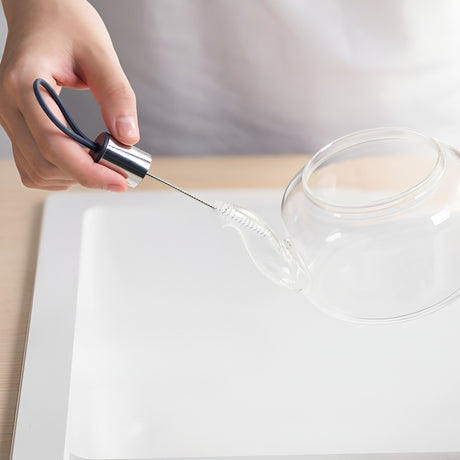 Perie de Curatat Pahare, Sticle, Biberoane, Vivimall, cu Maner Lung, Uz Casnic, Silicon, Ergonomic, 3.9x5.4x38.5cm, Verde - vivimall.ro