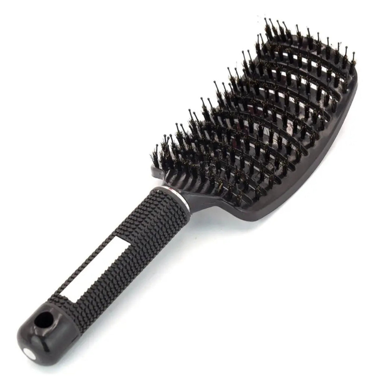 Perie de Par Curbata Ventilata, Flippy, Peri de Mistret + Nylon, Maner Antiderapant, Efect Masaj, Wet & Dry, 24.5 x 6.5 cm, Negru - vivimall.ro