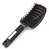 Perie de Par Curbata Ventilata, Flippy, Peri de Mistret + Nylon, Maner Antiderapant, Efect Masaj, Wet & Dry, 24.5 x 6.5 cm, Negru - vivimall.ro