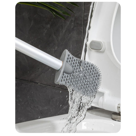 Perie De Toaleta, Cu Recipient Pentru Lichid, Perie Din Tpr, Montare Fara Perfoare, 12 X 6.5 X 40 Cm - vivimall.ro