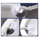 Perie de Toaleta, Vivimall, Maner Curbat, cu Suport, 40 x 12 cm, Peri Flexibili, Alb - vivimall.ro