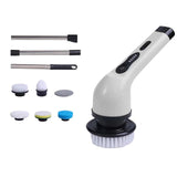 Perie Electrica De Curatare, Pentru Gresie, Baie, Bucatarie, Cu 6 Capete, Maner Extensibil Detasabil 84-127Cm, Incarcare Usb-Type C, Rotire 360 De Grade, 3000 Mah, Culoare:
