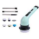 Perie Electrica De Curatare, Pentru Gresie, Baie, Bucatarie, Cu 6 Capete, Maner Extensibil Detasabil 84-127Cm, Incarcare Usb-Type C, Rotire 360 De Grade, 3000 Mah, Culoare: