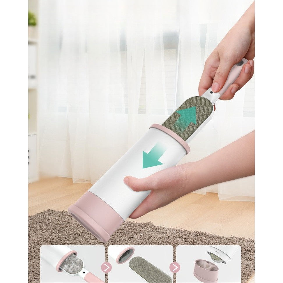 Perie Electrostatica, Vivimall, Pentru Curatarea Parului/Scamelor de pe Haine si Tapiterii, 2 Fete, Autocuratare, 31 x 8.5 cm, Roz - vivimall.ro