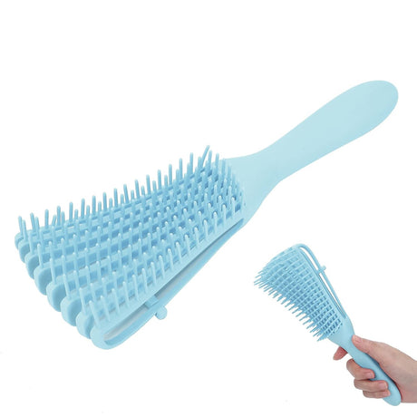 Perie Flexibila, Vivimall, pentru Descurcat Par Cret/Umed si Uscat, 8 Brate Mobile, din TPE, 24.5 x 4.5 x 2 cm, Albastru