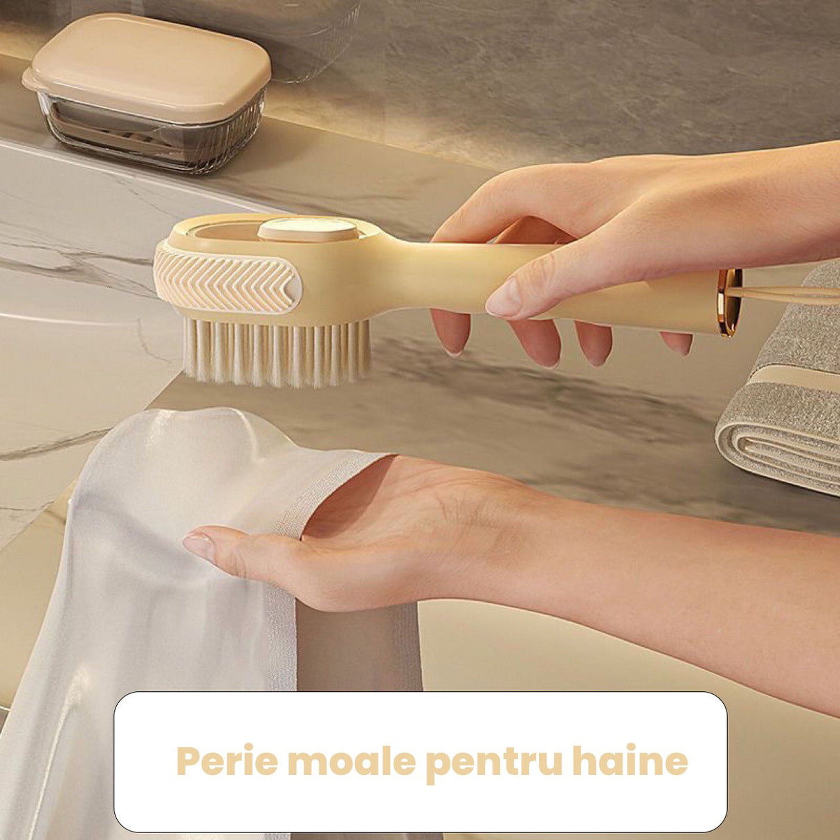 Perie Pentru Curatare Incaltaminte Cu Recipient Pentru Detergent, Perie Multifunctionala Pentru Incaltaminte Si Lenjerie, Cu Peri Moi, Fara Deteriorare, 22X6X4 Cm, Galben - vivimall.ro