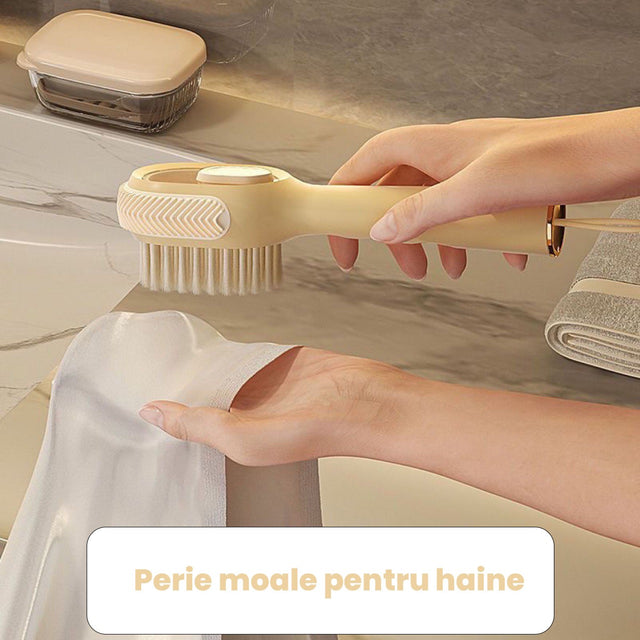 Perie Pentru Curatare Incaltaminte Cu Recipient Pentru Detergent, Perie Multifunctionala Pentru Incaltaminte Si Lenjerie, Cu Peri Moi, Fara Deteriorare, 22X6X4 Cm, Galben - vivimall.ro