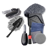 Set 9 Piese Pentru Spalat Auto, Din Plastic Si Microfibra, Perii Si Lavete - vivimall.ro
