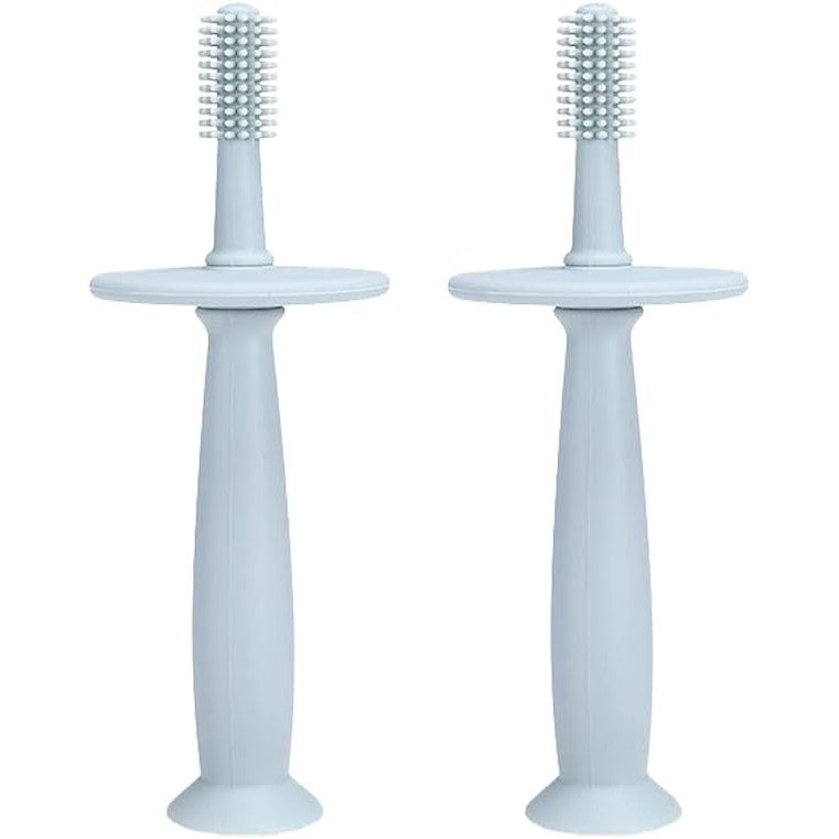 Periuta de Dinti din Silicon pentru Bebelusi, Flippy, fara BPA, 360 Grade, Bariera Anti-Inghitire, Maner Ergonomic, 12.5 x 15 cm, Albastru