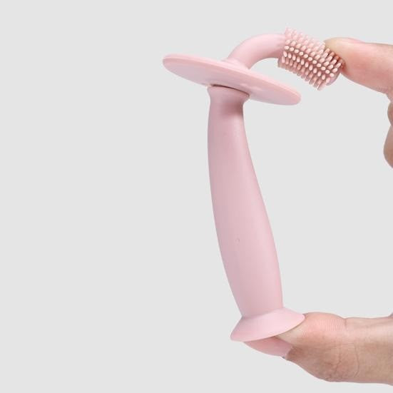 Periuta De Dinti Din Silicon Pentru Bebelusi, Fara Bpa, 360 Grade, Bariera Anti-Inghitire, Maner Ergonomic,
