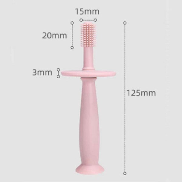 Periuta De Dinti Din Silicon Pentru Bebelusi, Fara Bpa, 360 Grade, Bariera Anti-Inghitire, Maner Ergonomic,