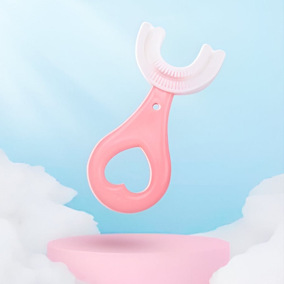 Periuta De Dinti In Forma De U, Pentru Sugari Si Copii 2-6 Ani, Peri Moi, 9 Cm, Model Inima, Culoare - vivimall.ro