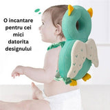 Perna tip Rucsac pentru Protectia Capului, Flippy, Tetiera tip Bufnita, Design tip Plasa, pentru Bebelusi, 33x6x19 cm, 180 g, Albastru