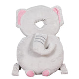 Perna tip Rucsac pentru Protectia Capului, Flippy, Tetiera tip Elefant de Plus, pentru Bebelusi, 33x6x19 cm, 180 g, Gri