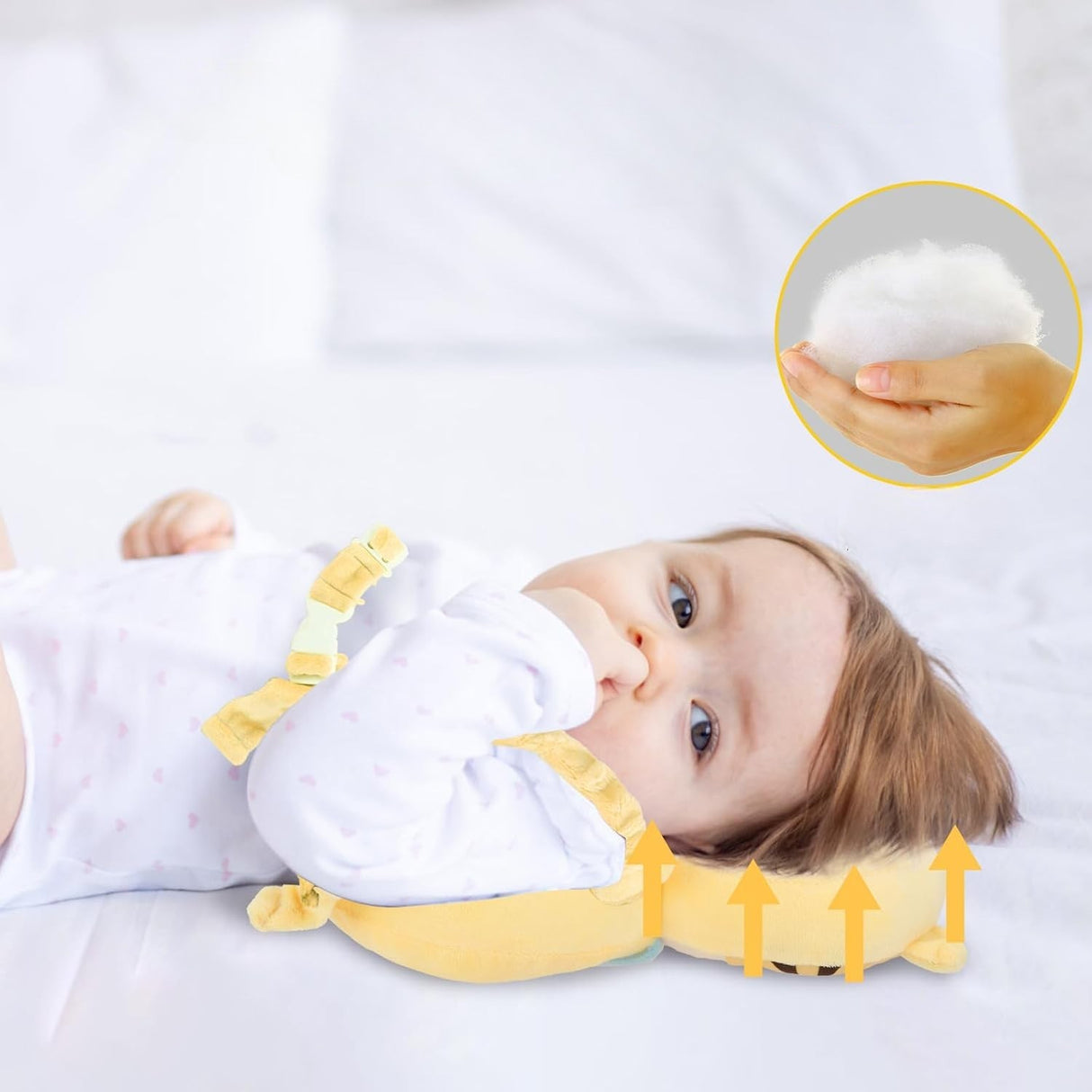 Perna tip Rucsac pentru Protectia Capului, Flippy, Tetiera tip Tigru, pentru Bebelusi, 33x6x19 cm, 180 g, Crem