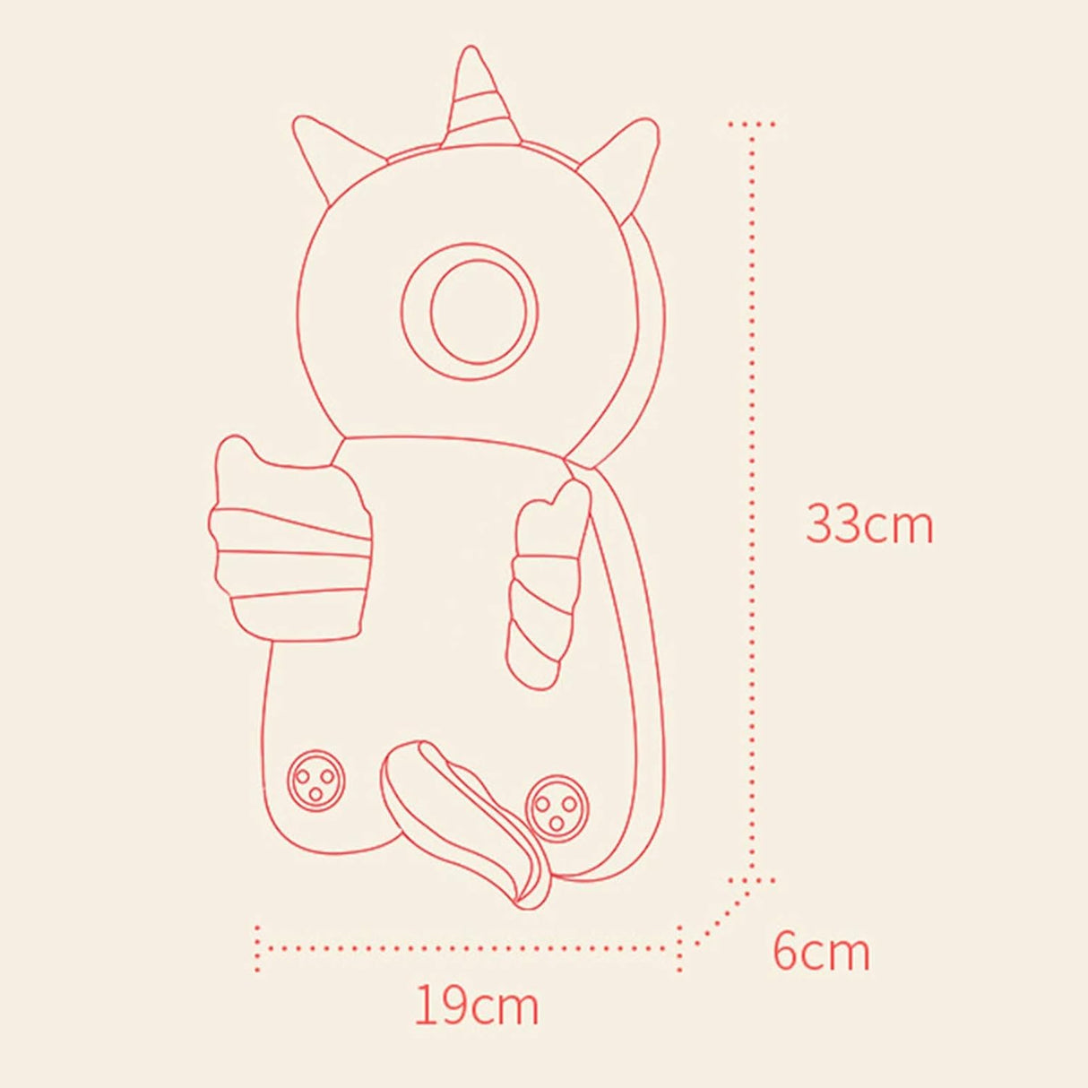 Perna Tip Rucsac Pentru Protectia Capului, Tetiera Tip Unicorn, Pentru Bebelusi, 180 G