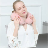 Perna de calatorie, Vivimall , 2 in 1, cu Particule de Spuma cu Memorie, Roz, Resigilat - vivimall.ro