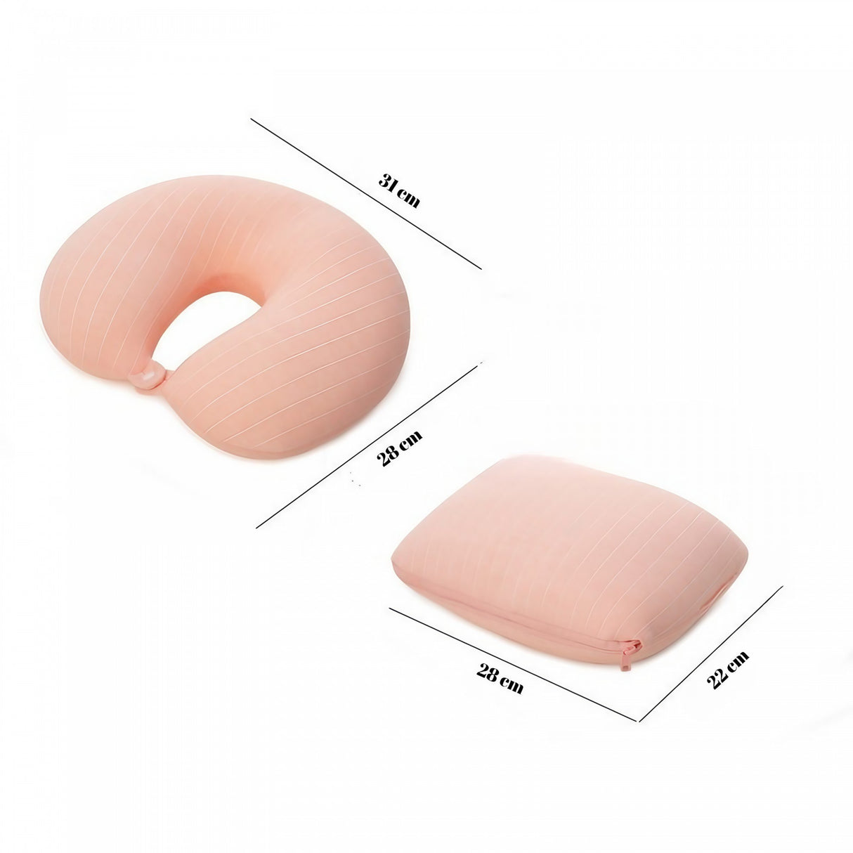 Perna de calatorie, Vivimall , 2 in 1, cu Particule de Spuma cu Memorie, Roz, Resigilat - vivimall.ro