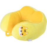 Perna de Calatorie, Flippy, Pentru Gat si Cap, Umplutura din Bumbac, 28x28x10 cm, cu Model Brodat Pisica, Galben