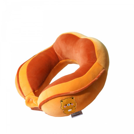 Perna De Calatorie, Pentru Gat Si Cap, Umplutura Din Bumbac, Cu Model Brodat Urs
