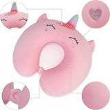 Perna De Calatorie In Forma De U, Pentru Gat Si Cap, Umplutura Din Spuma Cu Memorie, Model Unicorn, Accesoriu De Voiaj, Birou, Masina, Sistem Prindere Capse