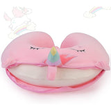 Perna De Calatorie In Forma De U, Pentru Gat Si Cap, Umplutura Din Spuma Cu Memorie, Model Unicorn, Accesoriu De Voiaj, Birou, Masina, Sistem Prindere Capse