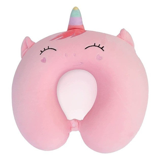Perna De Calatorie In Forma De U, Pentru Gat Si Cap, Umplutura Din Spuma Cu Memorie, Model Unicorn, Accesoriu De Voiaj, Birou, Masina, Sistem Prindere Capse