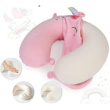 Perna De Calatorie In Forma De U, Pentru Gat Si Cap, Umplutura Din Spuma Cu Memorie, Model Unicorn, Accesoriu De Voiaj, Birou, Masina, Sistem Prindere Capse