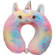 Pernă călătorie spumă cu memorie model Unicorn multicolor, formă U, 30x30 cm, vedere frontală