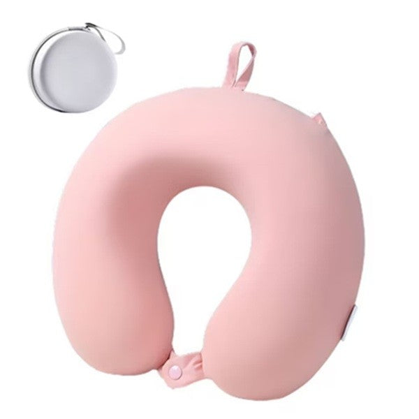 Perna De Calatorie In Forma De U, Pentru Gat Si Cap, Umplutura Din Spuma Cu Memorie, Sistem Prindere Capse, Cutie De Depozitare