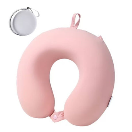 Perna De Calatorie In Forma De U, Pentru Gat Si Cap, Umplutura Din Spuma Cu Memorie, Sistem Prindere Capse, Cutie De Depozitare