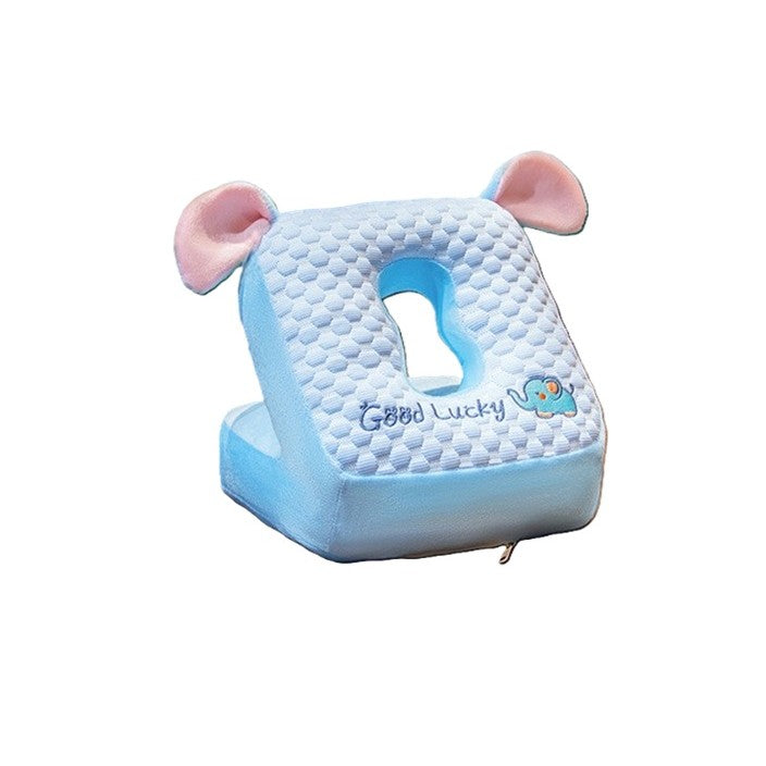 Perna din Spuma, Flippy, pentru Birou, Calatorii, Pauze, Model Elefant, Microfibra, 30x35x30 cm, Albastru