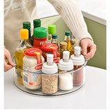 Suport Rotativ pentru Condimente, Vivimall, Multifunctional, Rotund, 360 de Grade, pentru Bucatarie, Plastic, 30.5x30.5x10 cm, Transparent - vivimall.ro
