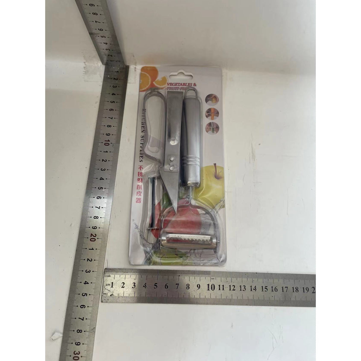 Accesorii de Curatat Decojit Fructe Legume, Vivimall, Set 3 Piese, Feliator Cutit Decojitor, Legume si Fructe, din Otel Inoxidabil, cu Maner, Argintiu - vivimall.ro