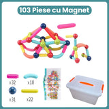 Piese Magnetice pentru Copii, Flippy, Set din 103 de Piese de diferite Culori, Constructor Magnetic cu Posibilitatea de a Construii forme Nelimitate, Multicolor - vivimall.ro