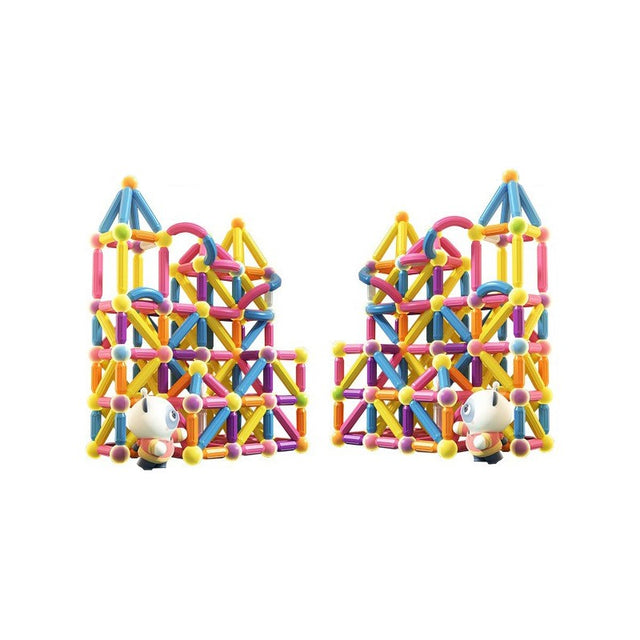 Piese Magnetice pentru Copii, Flippy, Set din 258 de Piese de diferite Culori, Constructor Magnetic cu Posibilitatea de a Construii forme Nelimitate, Multicolor - vivimall.ro