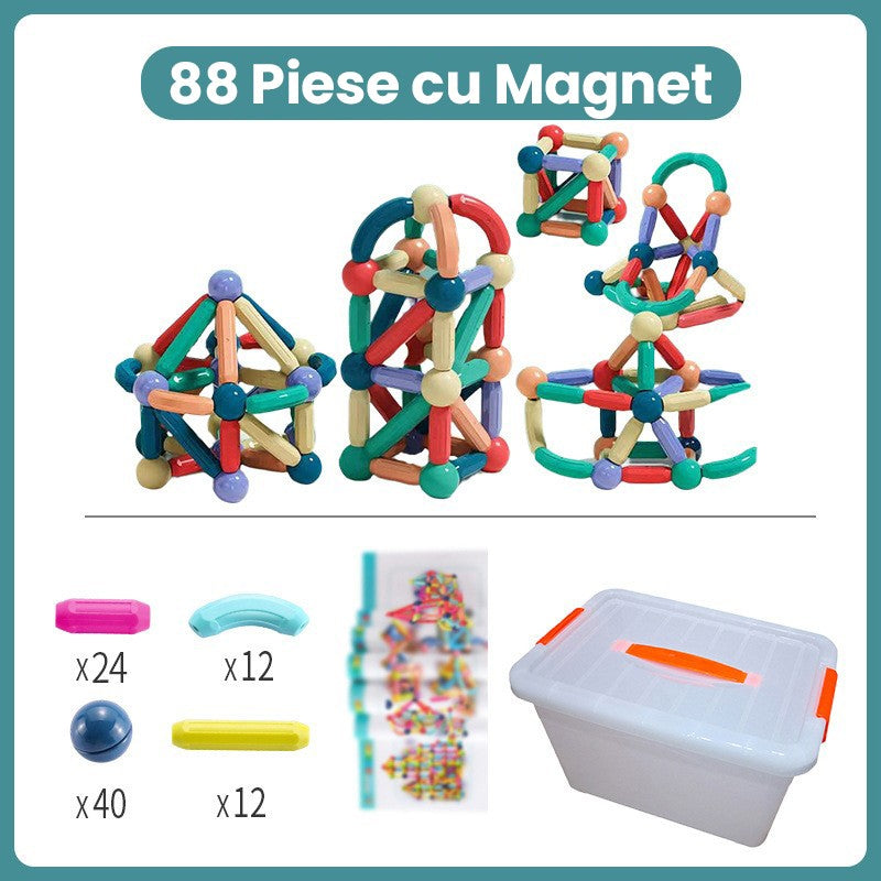 Detaliu piese magnetice Flippy din plastic rezistent cu magneți integrați, culori vii, forme geometrice