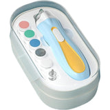 Pila Electrica, Vivimall, pentru Copii si Bebelusi, din ABS, 6 Accesorii, cu Lumina LED, 9.5 x 6 x 17 cm, Albastru/Portocaliu