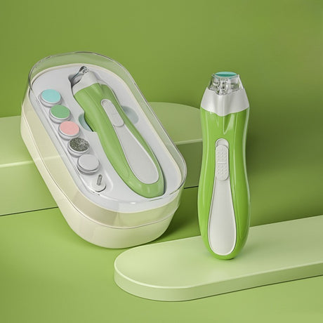 Pila Electrica, Vivimall, pentru Copii si Bebelusi, din ABS, 6 Accesorii, cu Lumina LED, 9.5 x 6 x 17 cm, Verde