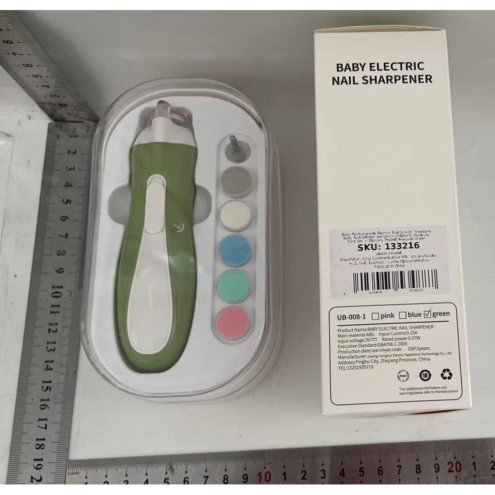 Pila Electrica, Vivimall, pentru Copii si Bebelusi, din ABS, 6 Accesorii, cu Lumina LED, 9.5 x 6 x 17 cm, Verde