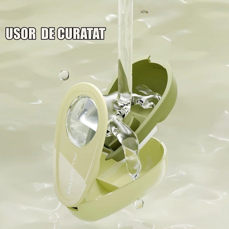 Cutie Taiat Pastile si Depozitare Medicamente, Flippy, Galbena, 8x5x2.65 cm, Compacta si Portabila, Ideala Pentru Calatorii