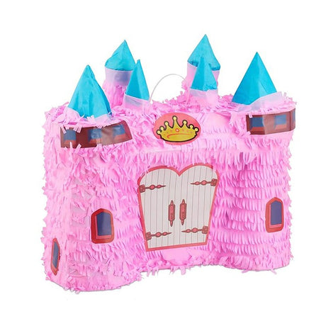 Pinata Castel Printesa pentru Petrecere, Flippy, din Hartie Creponata si Carton, Pinata pentru Petreceri, 40 x 37 x 15 cm, Roz deschis - vivimall.ro