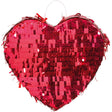 Pinata Inima pentru Petrecere, Vivimall, Detalii cu Sclipici, din Hartie si Carton, Pinata pentru Copii, 18 x 18 x 10 cm, Rosu metalizat - vivimall.ro