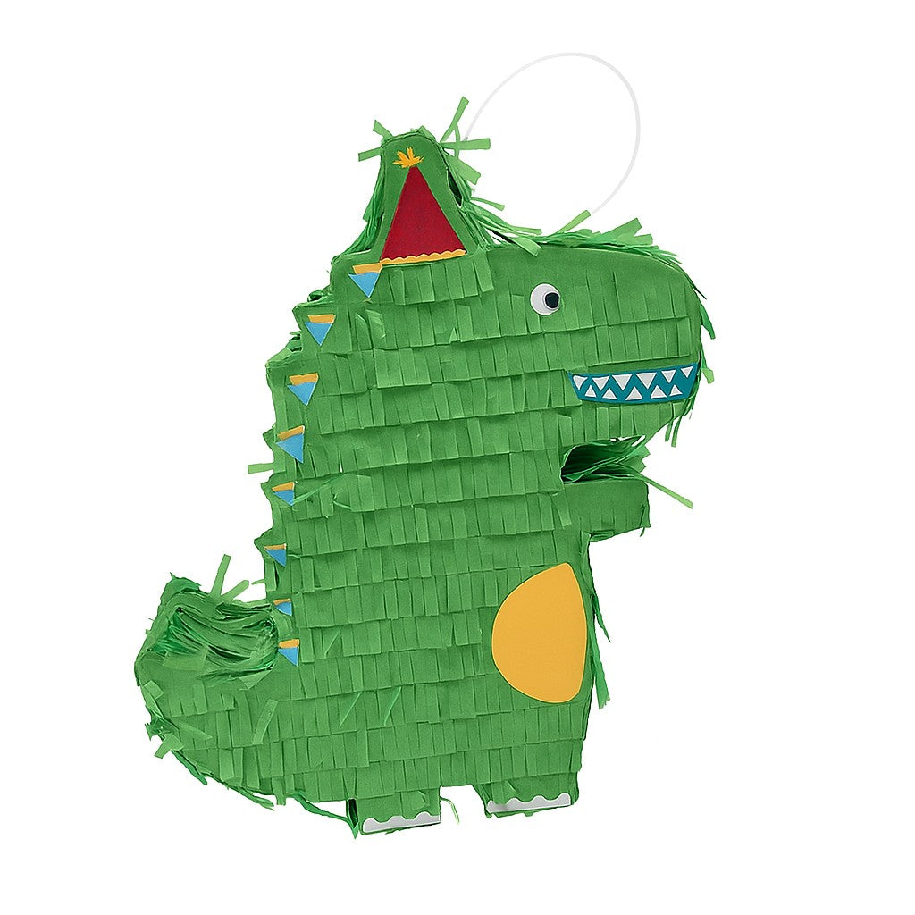 Pinata Dinozaur pentru Petrecere, Flippy, Detalii Argintii, din Hartie si Carton, Pinata pentru Copii, 25 x 7 x 27 cm, Verde - vivimall.ro