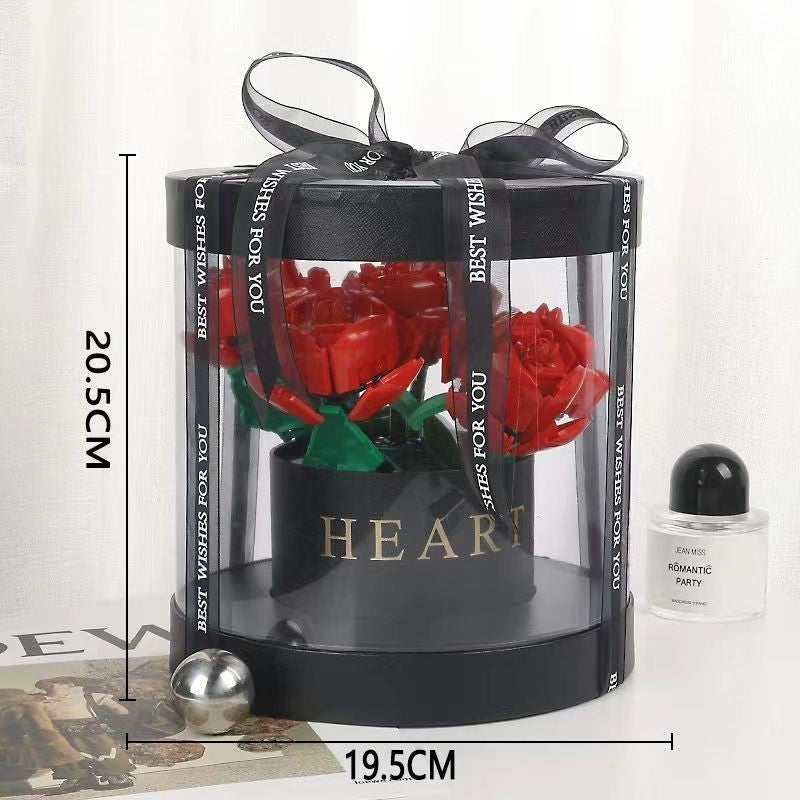 Set De Constructie Trandafiri, Buchet De Trandafiri Rosii In Cutie Neagra - vivimall.ro