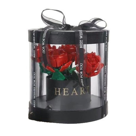 Set De Constructie Trandafiri, Buchet De Trandafiri Rosii In Cutie Neagra - vivimall.ro