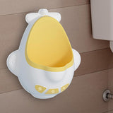 Pisoar pentru Baieti, Vivimall, 0-8 Ani, in Forma de Avion, Perie Inclusa, Montare pe Perete, Carlig Autoadeziv Inclus, 29 x 33.5 cm, Alb/Galben - vivimall.ro