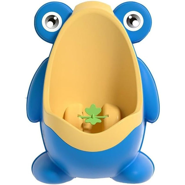 Pisoar pentru Baieti, Vivimall, 0-8 Ani, in Forma de Broasca, Perie Inclusa, Montare pe Perete, Carlig Autoadeziv Inclus, 29 x 22.5 cm, Albastru - vivimall.ro