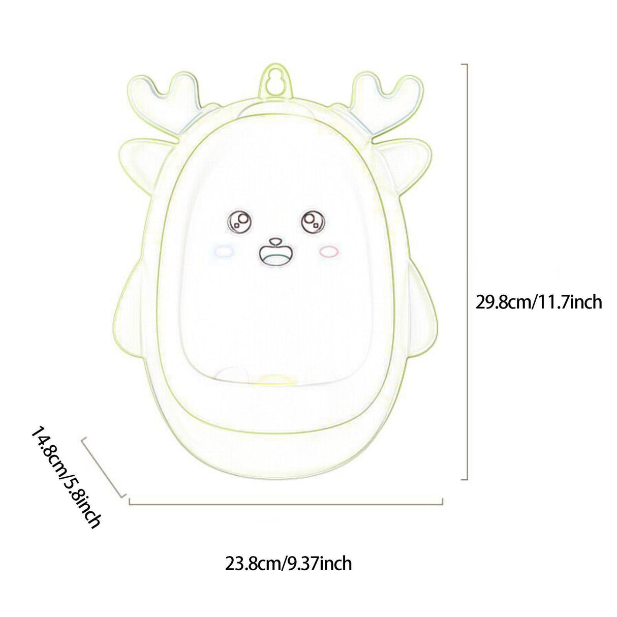 Pisoar pentru Baieti, Vivimall, 0-8 Ani, in Forma de Cerb, Perie Inclusa, Montare pe Perete, Carlig Autoadeziv Inclus, 29.8 x 23.8 cm, Verde - vivimall.ro